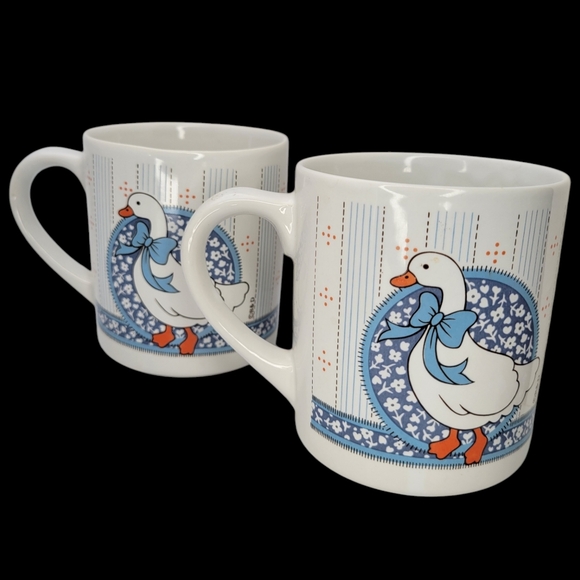 4 Vintage 1990's Country Geese Goose Coffee Mugs Y2K Farmhouse Cottagecore Blue - Picture 3 of 9